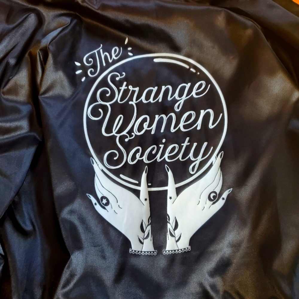Black satin bomber style jacket